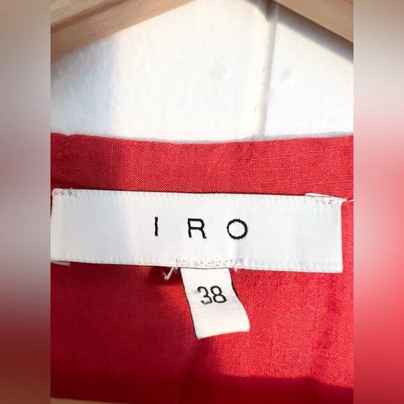 IRO Finley Red Ruffle Lace-up Blouse Boho - Picture 7 of 12